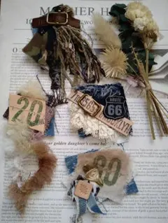 ●限定●ハンドメイド●デニムリメイク＆革タグ4個セット0621 ●