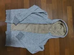 グレー フリース フード付きパーカー