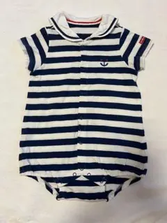 美品☆ホットビスケッツ　半袖　ショートオール　80 マリン　ボーダー　ミキハウス