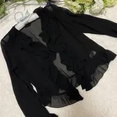 シアーブラウス　2WAY フリルカラー　黒　M 未使用品