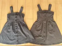 チェック柄 ジャンバースカート　140センチ(ブラウン)130センチ(グレー)