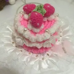 ぷっくり可愛いホールケーキのファスナーポーチ　バックチャーム