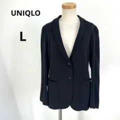 美品 UNIQLO L ストレッチ テーラードジャケット ブラック カットソー
