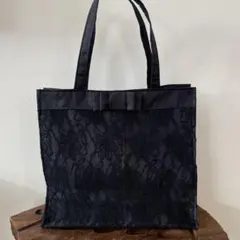 ⭐︎ハンドメイド⭐︎ フォーマル サブバッグ ブラック レース仕立て リボン付き♡