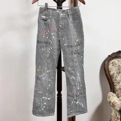 エンジェルブルー ペイントデニムパンツ ストライプ キッズ140cm 日本製のサムネイル