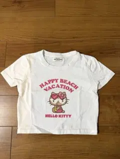 沖縄限定　ドンキ　日焼けキティ　クロップドTシャツ　ホワイト