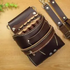 ダークブラウン 本革シザーケース＆ブラシケース 6丁 SCA-57/CDB