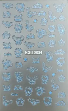 【136】一点限りネイルシール立体 ハローキティ シナモン マイメロキャラクター