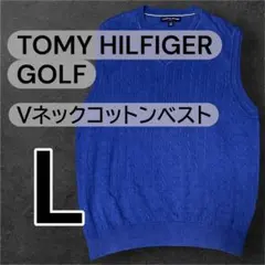 トミーヒルフィガー ゴルフ Ｖネック コットン ベスト　L ケーブルニットのサムネイル