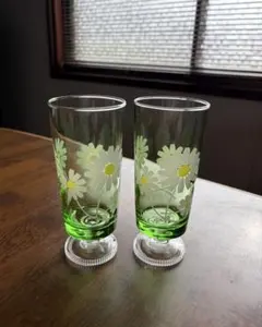 【昭和レトロ】アデリア　脚付きグラス　2個セット