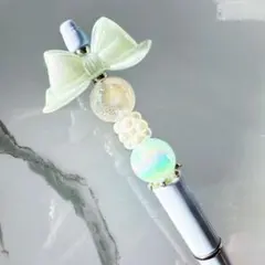 カスタムボールペン　大人リボン水色