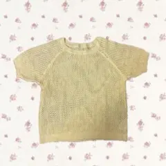 イエロー 半袖セーター フリーサイズ　ブラウニー 平成 トップス 黄色 古着