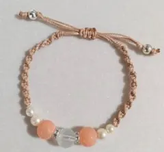 ハンドメイド★ワックスコードビーズブレスレット②