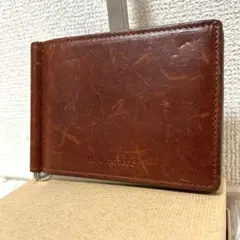 【希少✨美品/マネークリップ】イルビゾンテ　折り財布　ブラウン　レザー　人気商品のサムネイル