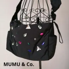 MUMU & Co. しまむら　ビジュー付き黒ショルダーバッグ