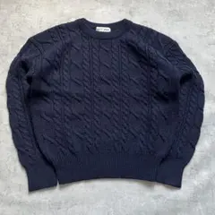 古着 vintage レディース ネイビー ケーブルニット セーター シンプル