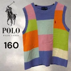 ラルフローレン 春 ニットベスト レディースS 160 パッチワーク柄 POLO