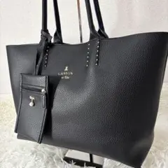 【未使用級】シボ革 A4収納可 ランバンオンブルー トートバッグ パスケース付