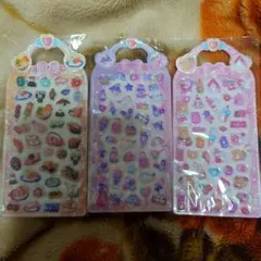 ぷくぷくシール3枚セット 立体3Dシール デコシール （お寿司・ゆめかわ・くま）