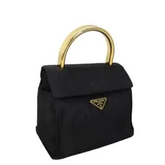 美品PRADA バッジ ブローチ レザートライアングル 三角 箱付 ブラック
