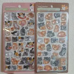 【正規品】　ボンボンドロップシール　和柄　日本犬　いぬ　猫　ねこ　2枚セット