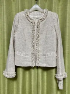 新品 フォーマル ノーカラージャケット 白色系 セレモニー　サイズ 11AR