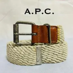 アーペーセー　ベルト　メッシュ　編み込み　ベージュ　オフホワイト　コットンレザー