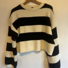 GU ボーダー 長袖ニットセーター キッズ Lサイズ