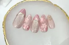 【オーダー可】桜ネイル　春ネイル　フレンチ　マグネット　フラッシュ　ニュアンス