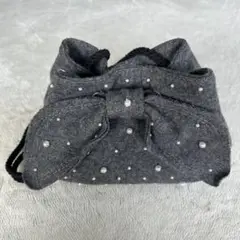 ZARA kids リボン　巾着型バック　フェルト　斜めがけ　パール