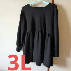 Vanilla studio しまむら 長袖 チュニック ペプラム 黒 3L