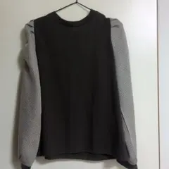 長袖トップス チェック柄 袖 ブラック