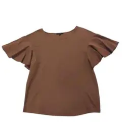 LOUNIE ブラウン フリルスリーブ Tシャツ フリーサイズ