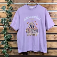 mellower 韓国ファッション サーカス プリント Tシャツ ラベンダー F