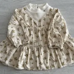 petit main レイヤード風花柄チュニック 100