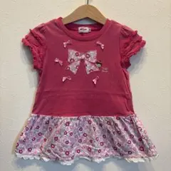 ミキハウス　ピンクリボン花柄チュニック100㎝