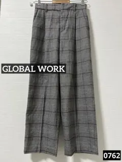 0762 GLOBAL WORK あったかウツクシルエットワイドパンツ グレー