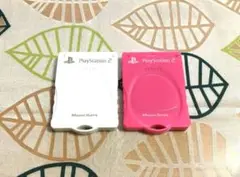 プレイステーション2　メモリーカード　ホワイト＆ショッキングピンク　2枚
