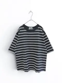 niko and…ニコアンド ボーダー 半袖Tシャツ ネイビー グリーン　M