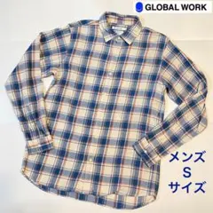 GLOBAL WORK ネルシャツ　チェックシャツ　メンズ　Sサイズ　長袖