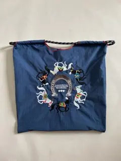 GUAN&BALL エコバッグ 馬 刺繍 ネイビー 鞄