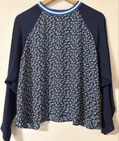 H&M ネイビー 花柄 長袖ブラウス シャツ　38