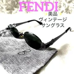 【美品】FENDI フェンディキャットアイサングラス ブラック FENDI キャットアイサングラス ブラック/ミント フェンディ