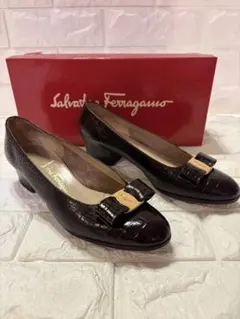 #Salvatore Ferragamo ダークブラウン パンプス#24cm