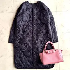 美品 アーバンリサーチドアーズ キルティングコート F ネイビー