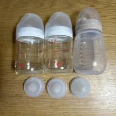Pigeon母乳実感ガラス哺乳瓶2本、SSサイズ乳首3個　まとめ売り