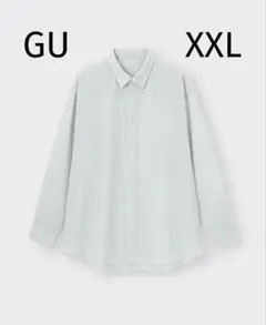 GU イージーケアシアーオーバーサイズシャツ長袖ライトグレーXXL