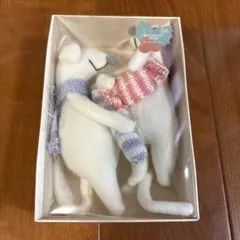 新品　オーナメント白いネズミ ぬいぐるみ 2匹セット