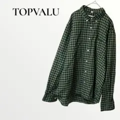トップバリュ シャツ ブラウス フレンチリネンミックス グリーン チェック XLのサムネイル