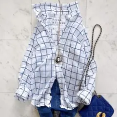 美品✨フランク&アイリーン　バリー　コットンボイル　薄手　格子柄　コットンシャツ